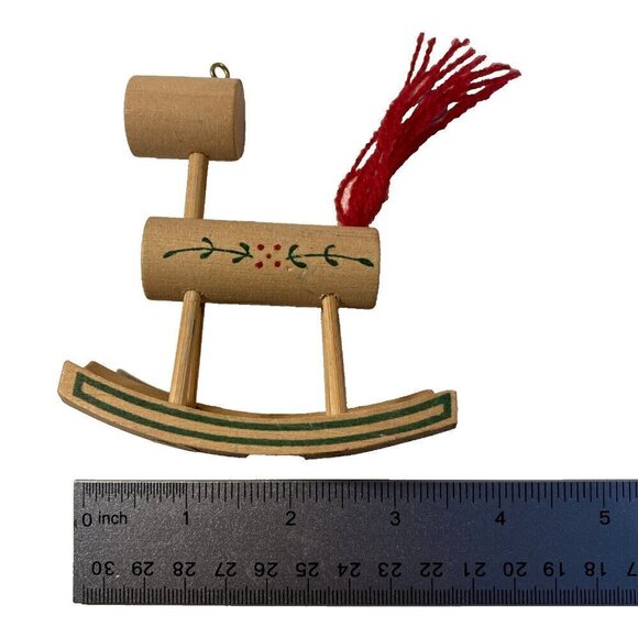 Vintage American Greetings 1985 Wood Rocking Horse Tree Ornaments Set of 5 - Picture 7 of 7